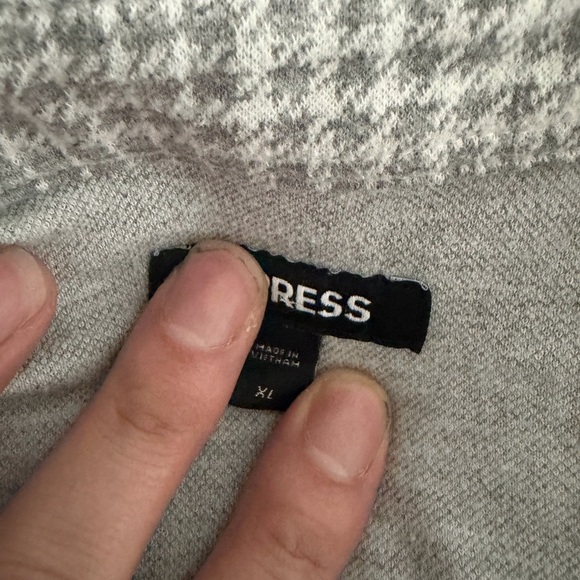 Express Plaid Sweater Flannel Shirt Mens White & Grey XL - Picture 4 of 6